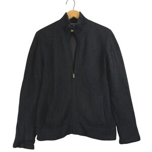 James Perse Men Black 100% Cashmere Full Zip Mock Neck Sweater Jacket Size 2